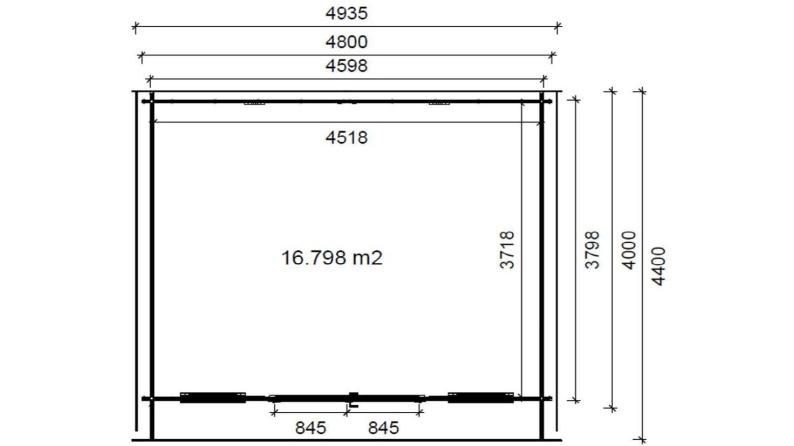 Casetta da giardino in legno - 19.2m2 - 4.8x4m - 40mm - colore: naturale