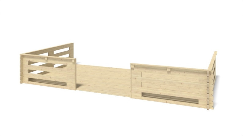 Casetta da giardino in legno con veranda e tettoia - 54m2 - 6x6m - 40mm - colore: naturale