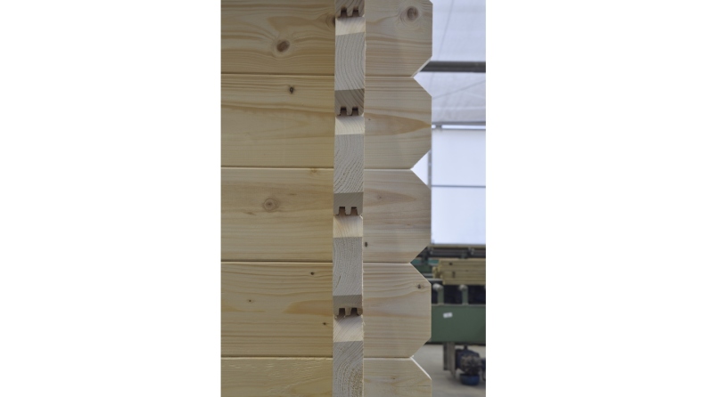 Casetta da giardino in legno con veranda e tettoia - 54m2 - 6x6m - 40mm - colore: naturale