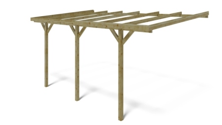 Tettoia posto auto coperto in legno 3x5.24 m - 15 m2 - addossato 