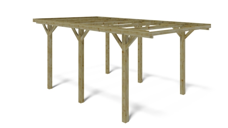 Tettoia posto auto coperto in legno 3.04x5.12 m - 15.56 m2