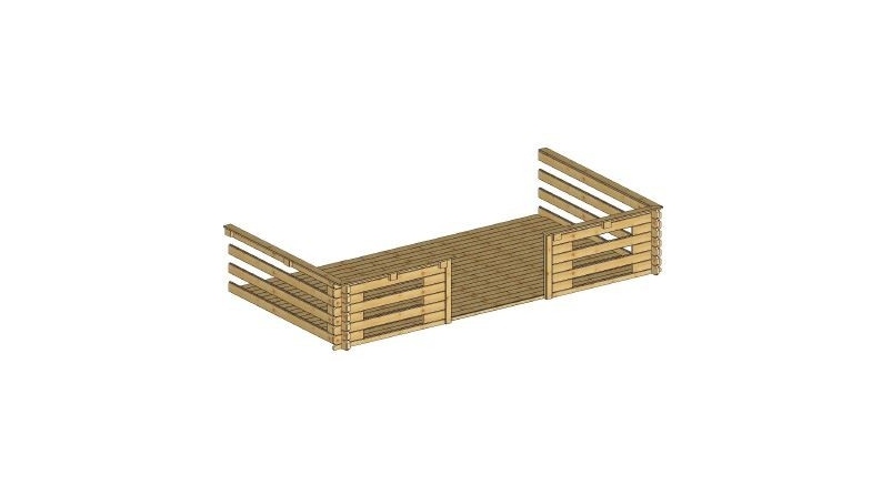 Casetta da giardino in legno con veranda e tettoia - 24m2 - 4x4m - impregnata - 28mm - colore: marrone
