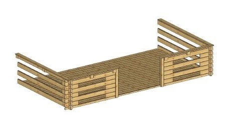 Casetta da giardino in legno con veranda e tettoia - 24m2 - 4x4m - impregnata - 28mm - colore: marrone