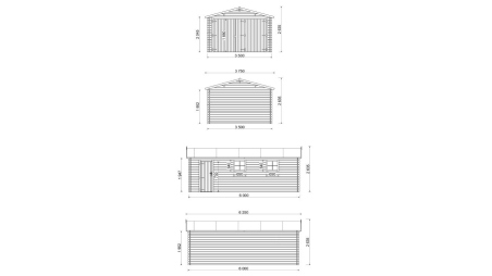 Garage in legno - 21m2 - 3.5x6m - impregnata - 28mm - colore: marrone