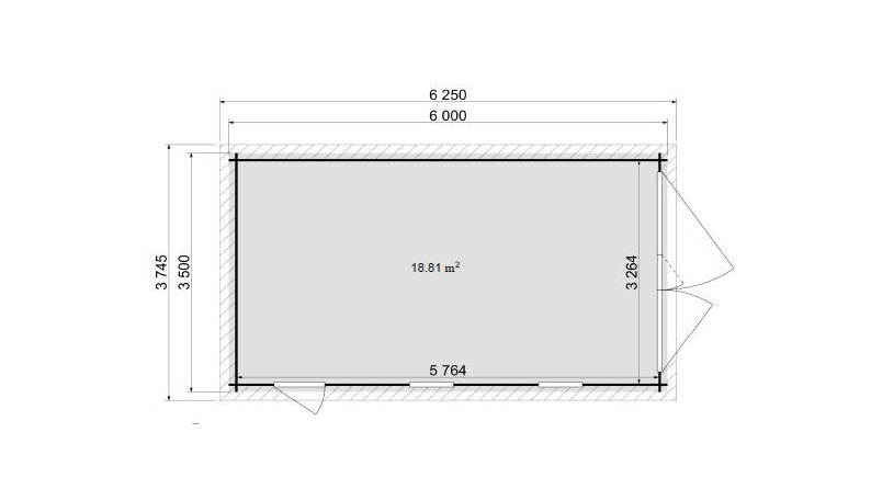 Garage in legno - 21m2 - 3.5x6m - impregnata - 28mm - colore: marrone