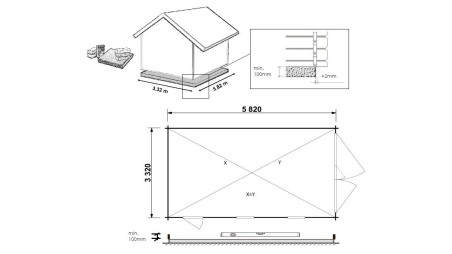 Garage in legno - 21m2 - 3.5x6m - impregnata - 28mm - colore: marrone