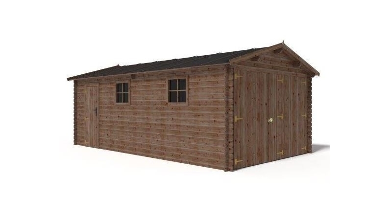 Garage in legno - 21m2 - 3.5x6m - impregnata - 28mm - colore: marrone