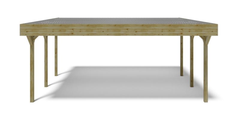 Tettoia posto auto coperto in legno 6.06x5.03 m - 30 m2 - copertura PVC  