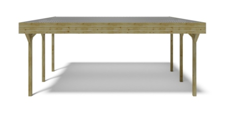 Tettoia posto auto coperto in legno 6.06x5.03 m - 30 m2 - copertura PVC  