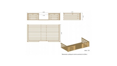 Casetta da giardino in legno con veranda e tettoia - 20m2 - 4x3m - impregnata - 28mm - colore: marrone