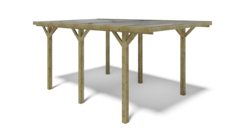 Tettoia posto auto coperto in legno 3.04x5.12 m - 15.56 m2 - copertura con lastra in acciaio 