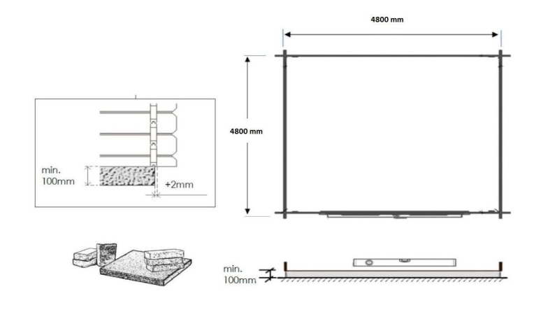 Casetta da giardino in legno - 25m2 - 5x5m - 40mm - colore: naturale