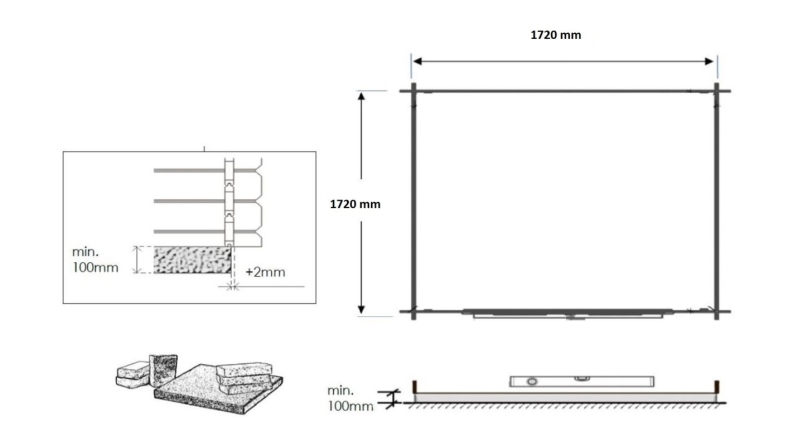 Casetta da giardino in legno - 3.61m2 - 1.9x1.9m - 28mm - colore: naturale