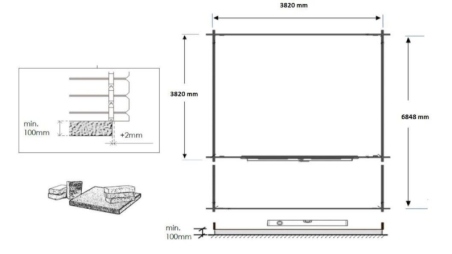 Casetta da giardino in legno con veranda e tettoia - 28m2 - 4x4m - 40mm - colore: naturale