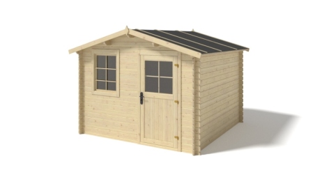 Casetta da giardino in legno con veranda e tettoia - 16.5m2 - 3x2.5m - 28mm - colore: naturale