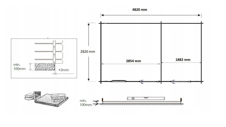 Casetta da giardino in legno - 15m2 - 5x3m - 28mm - colore: naturale