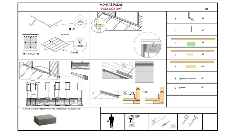 Pavimento di legno, 28 mm -  set 3m2 - non trattata con impregnante