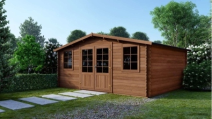 Casetta da giardino in legno - 34.8m2 - 5.9x5.9m - impregnata - 45mm - colore: marrone
