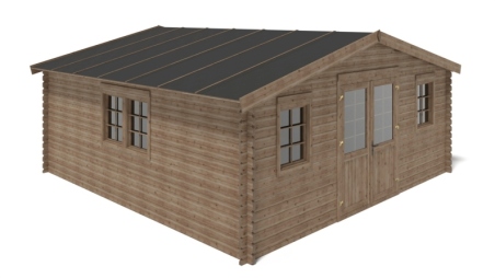 Casetta da giardino in legno - 34.8m2 - 5.9x5.9m - impregnata - 45mm - colore: marrone