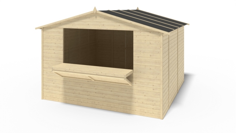 Chiosco per mercatini 9.42 m2 - 3.11x3.03 m - 19 mm