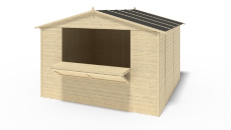 Chiosco per mercatini 9.42 m2 - 3.11x3.03 m - 19 mm
