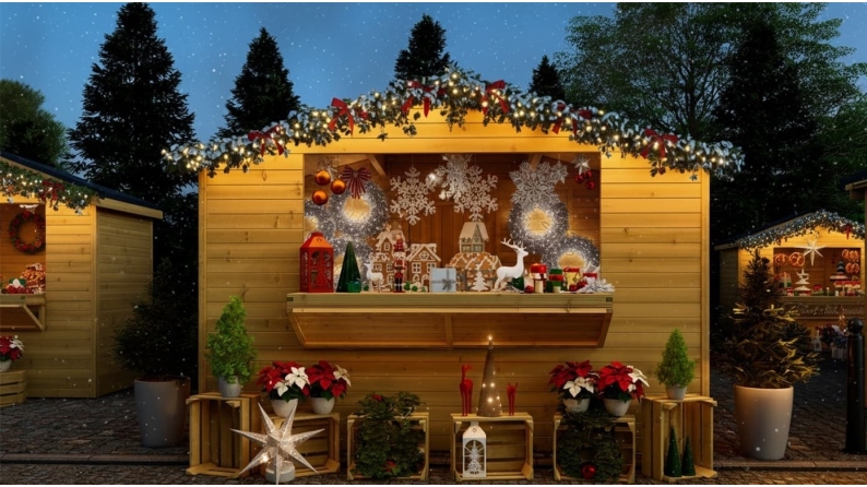 Chiosco per mercatini 9.42 m2 - 3.11x3.03 m - 19 mm