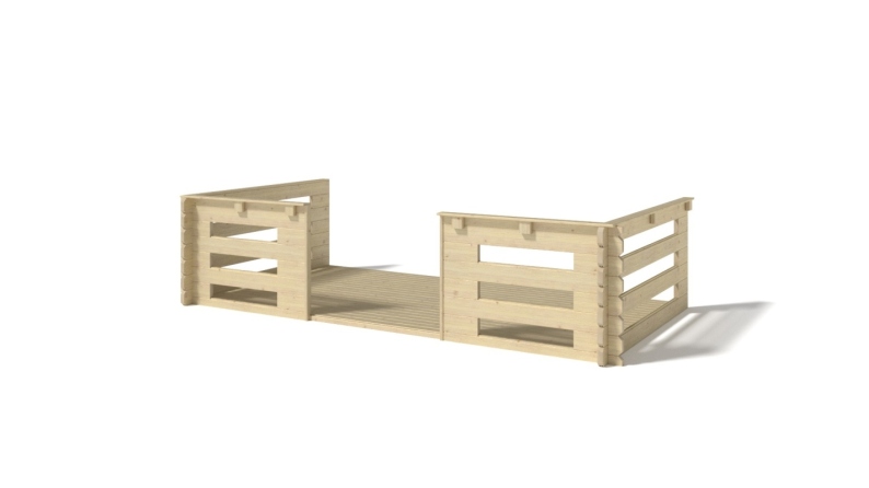 Casetta da giardino in legno con veranda e tettoia - 24m2 - 4x4m - 40mm - colore: naturale