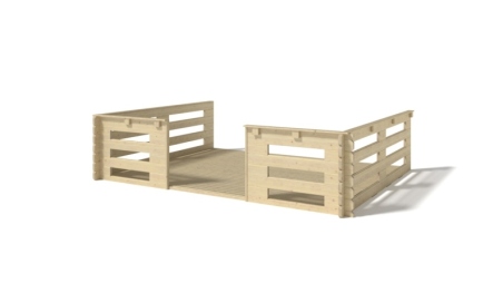 Casetta da giardino in legno con veranda e tettoia - 28m2 - 4x4m - 40mm - colore: naturale
