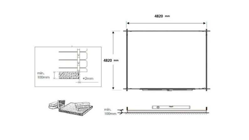 Casetta da giardino in legno - 25m2 - 5x5m - 34mm - colore: naturale