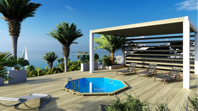 Piscina in legno Coral 3.25x3.25 - H.1.18 m autoportante