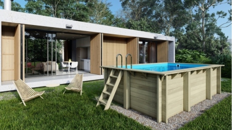 Piscina in legno Aqua 4.65x2.85 - H.1.24 m con profilo da cementare