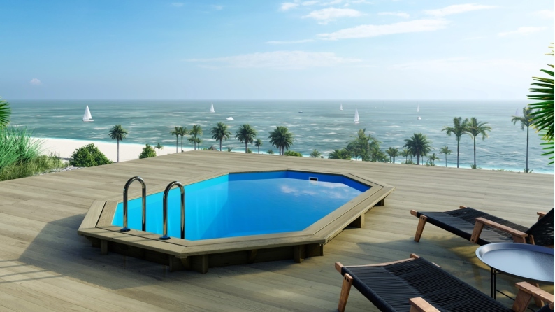 Piscina in legno Nemo 4.3x3 - H.1.31 m fissate su calcestruzzo esistente