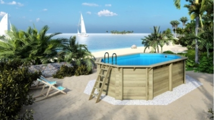 Piscina in legno Nemo 5.79x3.49 - H.1.45 m fissate su calcestruzzo esistente