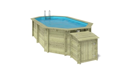 Piscina in legno Nemo 5.79x3.49 - H.1.45 m fissate su calcestruzzo esistente