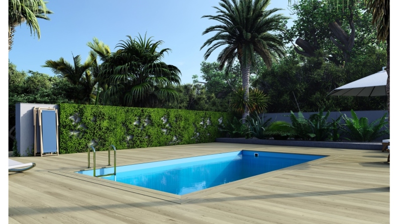 Piscina in legno Aqua 7x3.75 - H.1.45 m fissate su calcestruzzo esistente