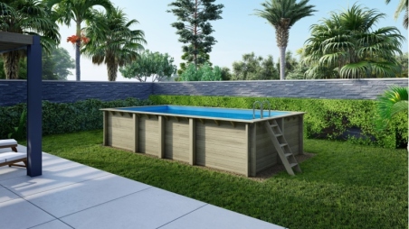 Piscina in legno Aqua 7x3.75 - H.1.45 m su telaio senza cementazione