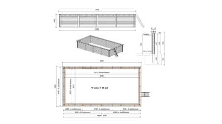 Piscina in legno Aqua 8.5x4.35 - H.1.45 m fissate su calcestruzzo esistente