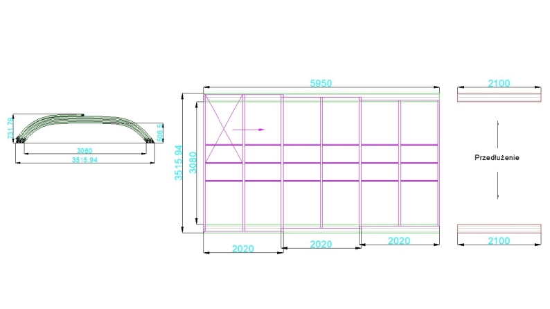 Copertura telescopica per piscina Horizon - 5.95x3.08 m - Policarbonato compatto da 3 mm - per la piscina BAS7305