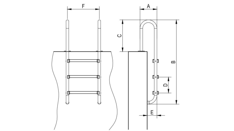 Scaletta per piscina in acciaio inossidabile a 3 gradini