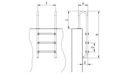 Scaletta per piscina in acciaio inossidabile a 3 gradini