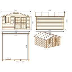 Casetta da giardino in legno - 16m2 - 4x4m - impregnata - 28mm - colore: 