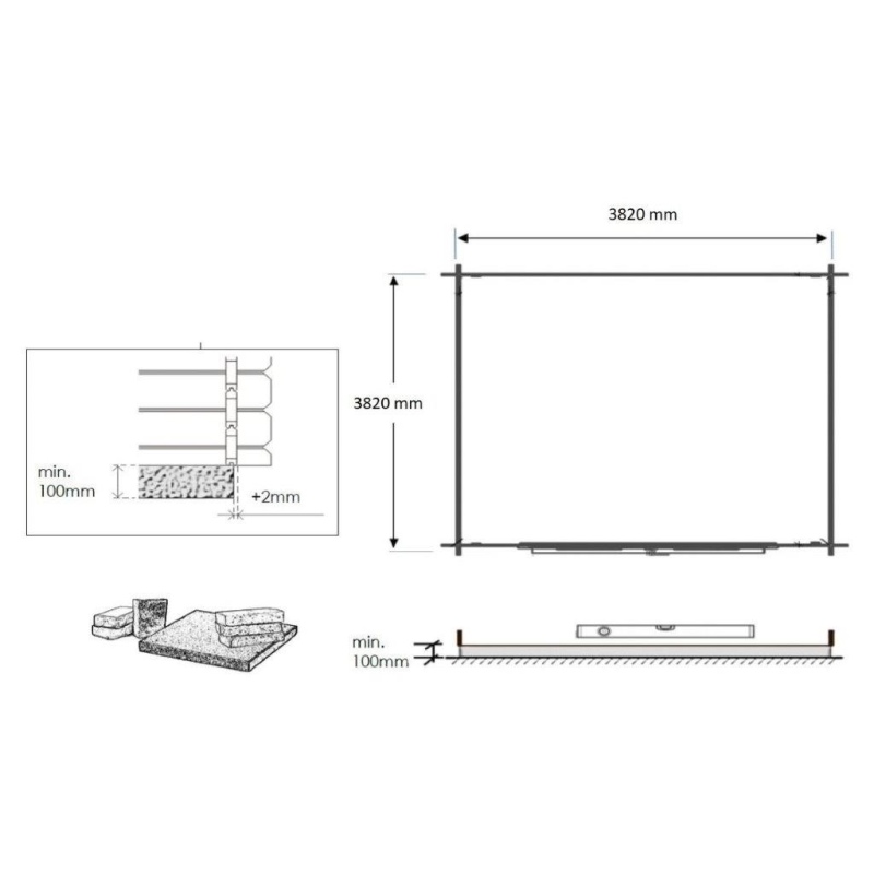 Casetta da giardino in legno - 16m2 - 4x4m - impregnata - 28mm - colore: 