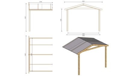 Casetta da giardino in legno con veranda e tettoia - 15m2 - 3x3m - impregnata - 28mm - colore: marrone