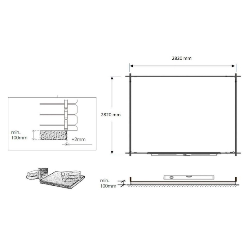 Casetta da giardino in legno - 9m2 - 3x3m - impregnata - 28mm - colore: 