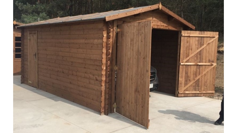 Garage in legno - 21m2 - 3.5x6m - impregnata - 28mm - colore: marrone