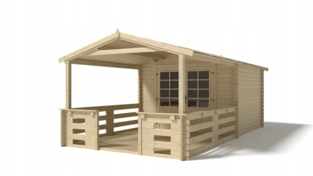 Casetta da giardino in legno con veranda e tettoia - 18m2 - 3x3m - 28mm - colore: naturale
