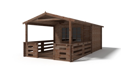 Casetta da giardino in legno con veranda e tettoia - 18m2 - 3x3m - impregnata - 28mm - colore: marrone