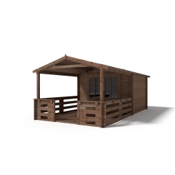 Casetta da giardino in legno con veranda e tettoia - 18m2 - 3x3m - impregnata - 28mm - colore: 
