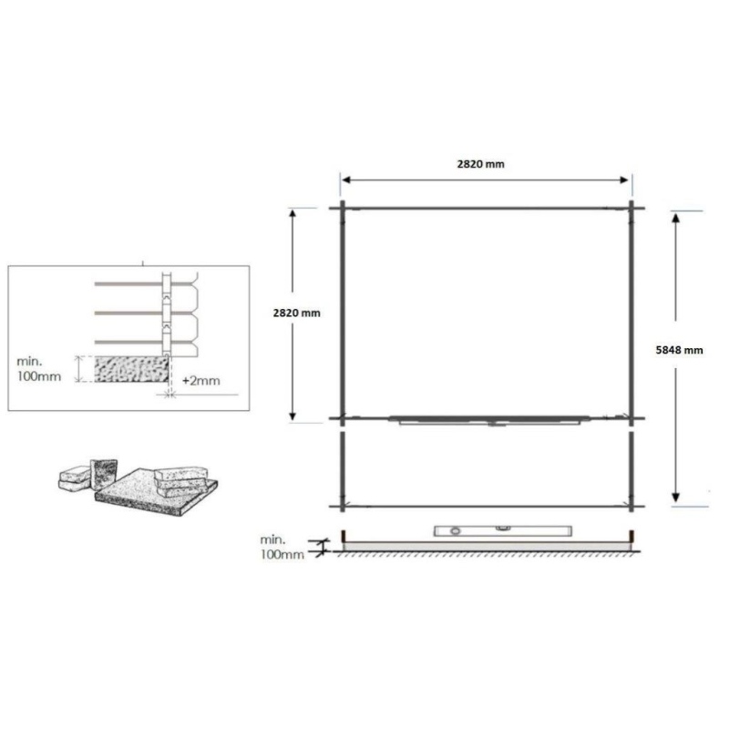 Casetta da giardino in legno con veranda e tettoia - 18m2 - 3x3m - impregnata - 28mm - colore: 