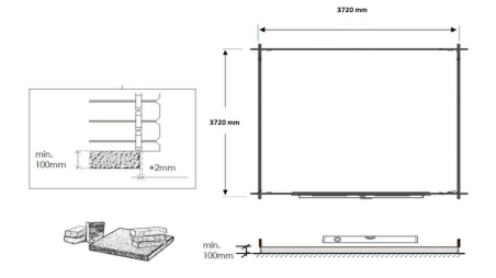 Casetta da giardino in legno - 15.2m2 - 3.9x3.9m - impregnata - 34mm - colore: marrone